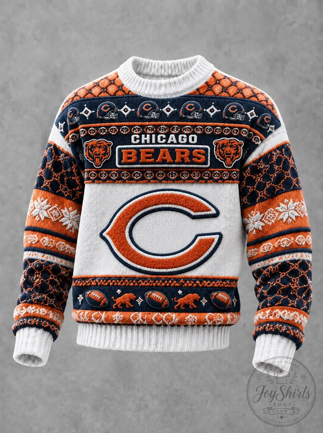 Premium Cotton Blend Ugly Holiday Sweater, Vintage Football Graphic Crewneck Pullover, Cozy Warm Knit Jumper for Winter