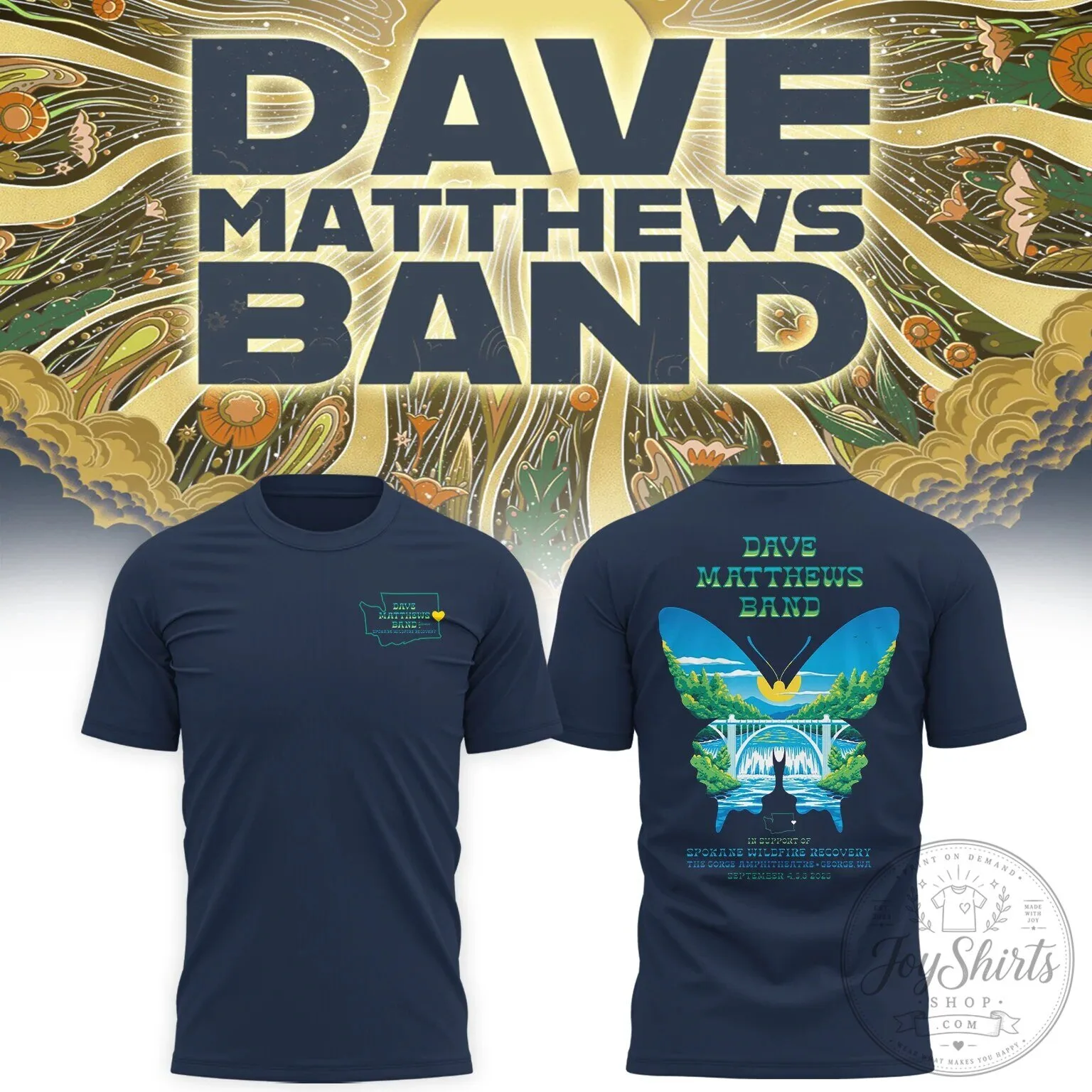 Dave Matthews Band Gorge Amphitheatre Spokane Wildfire Recovery T-Shirt