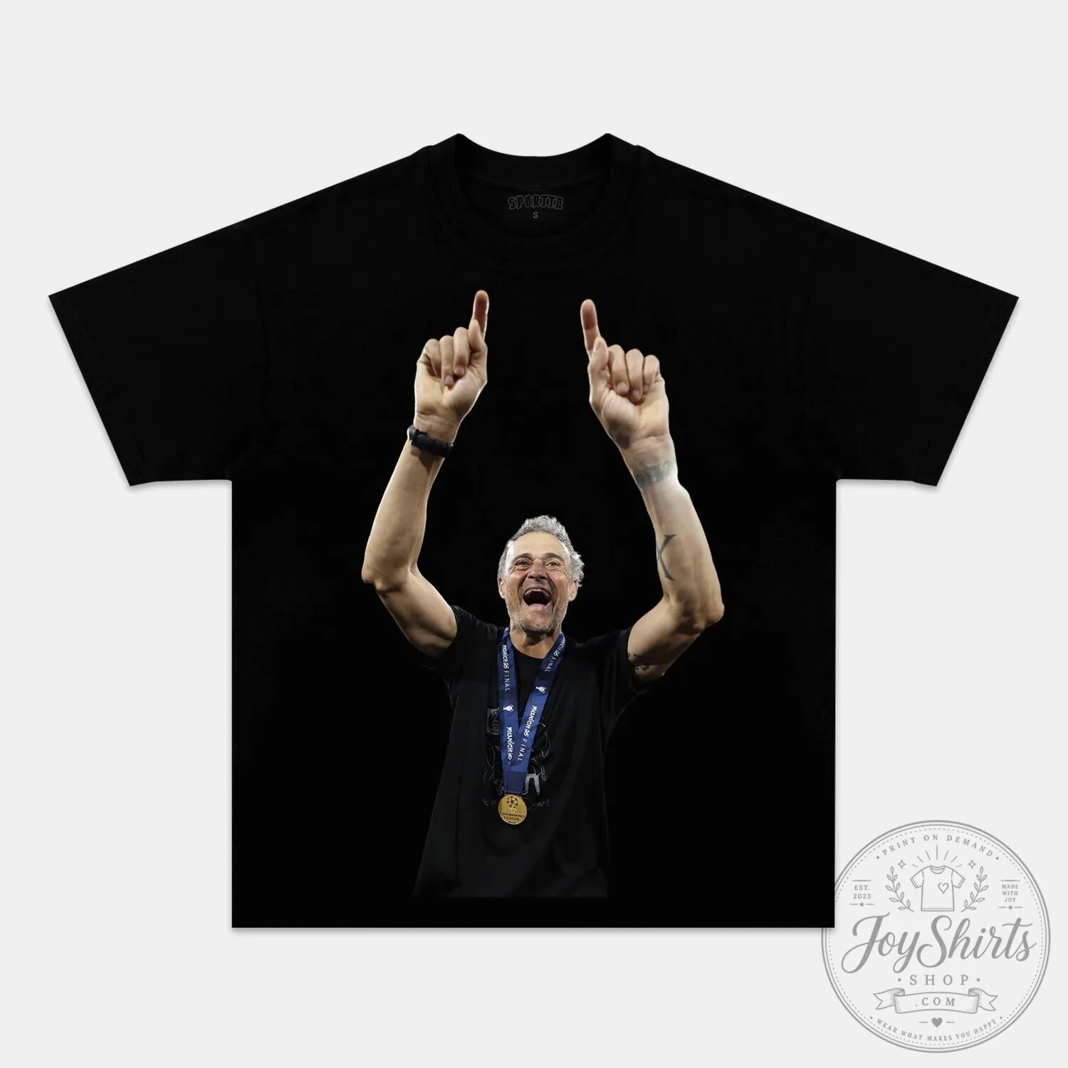 Luis Enrique Paris Saint-Germain Football Manager Celebration Black T-Shirt