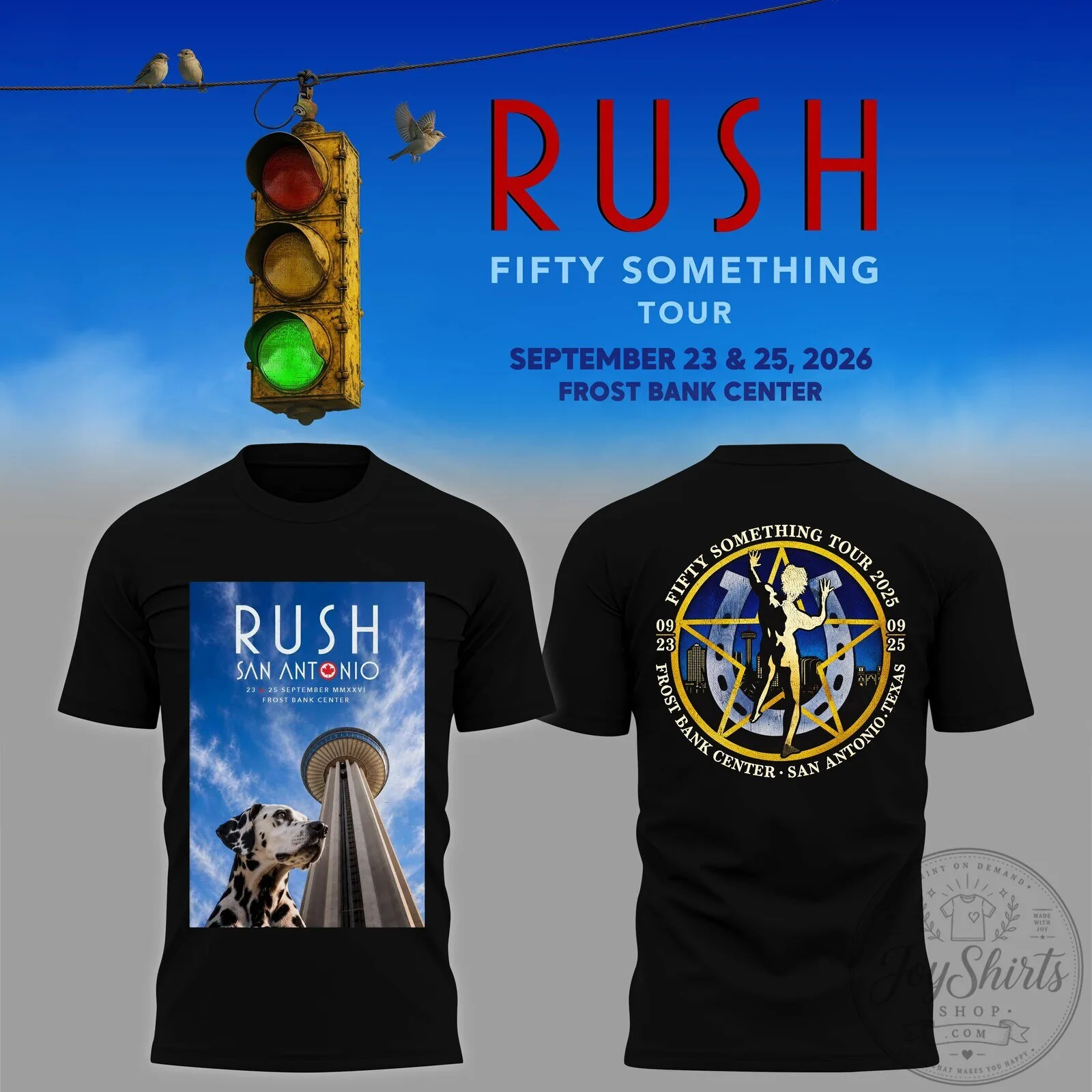 Rush Fifty Something Tour 2026 San Antonio Frost Bank Center T-Shirt