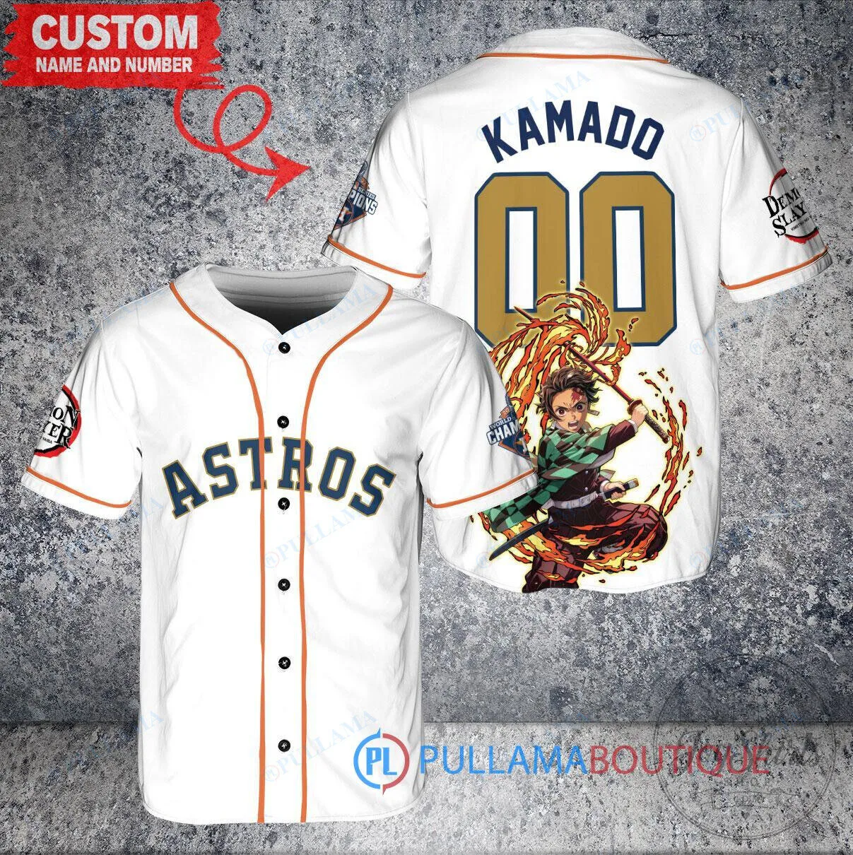 Houston Astros Baseball Demon Slayer Tanjiro Kamado Custom Jersey