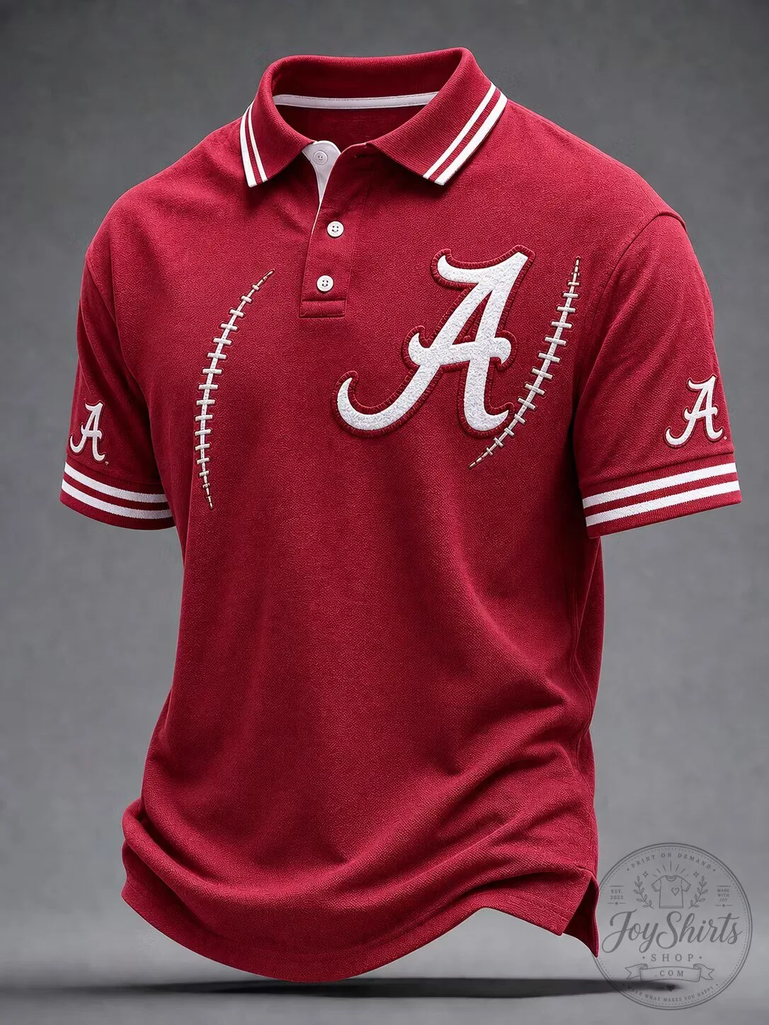 Alabama Crimson Tide Football Embroidered Red Polo Shirt
