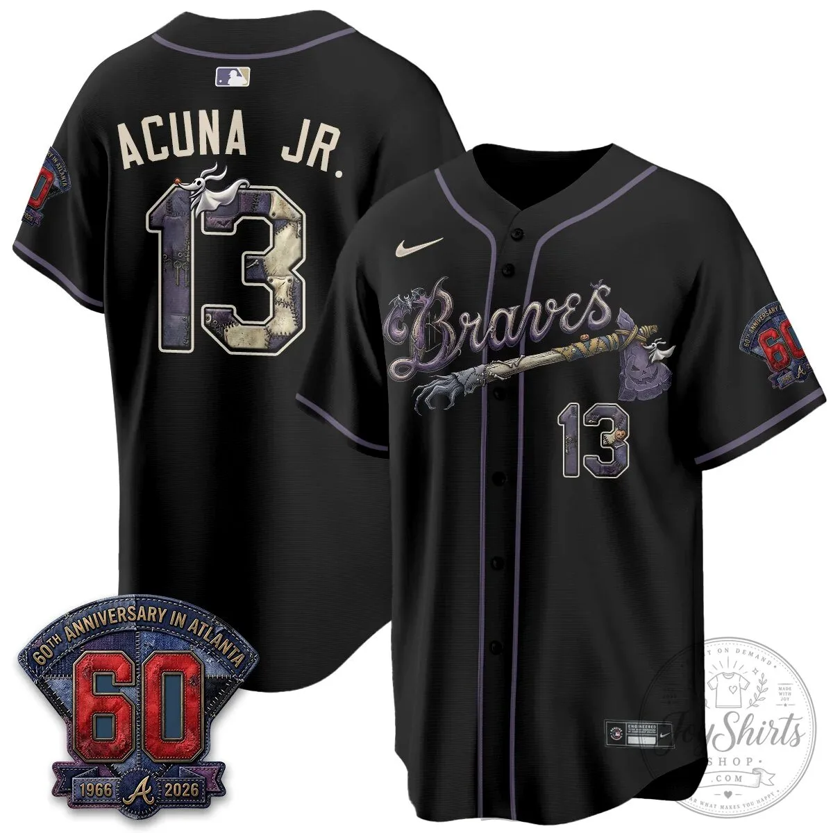 Ronald Acuna Jr. Atlanta Braves Baseball Jersey - Nightmare Before Christmas Edition