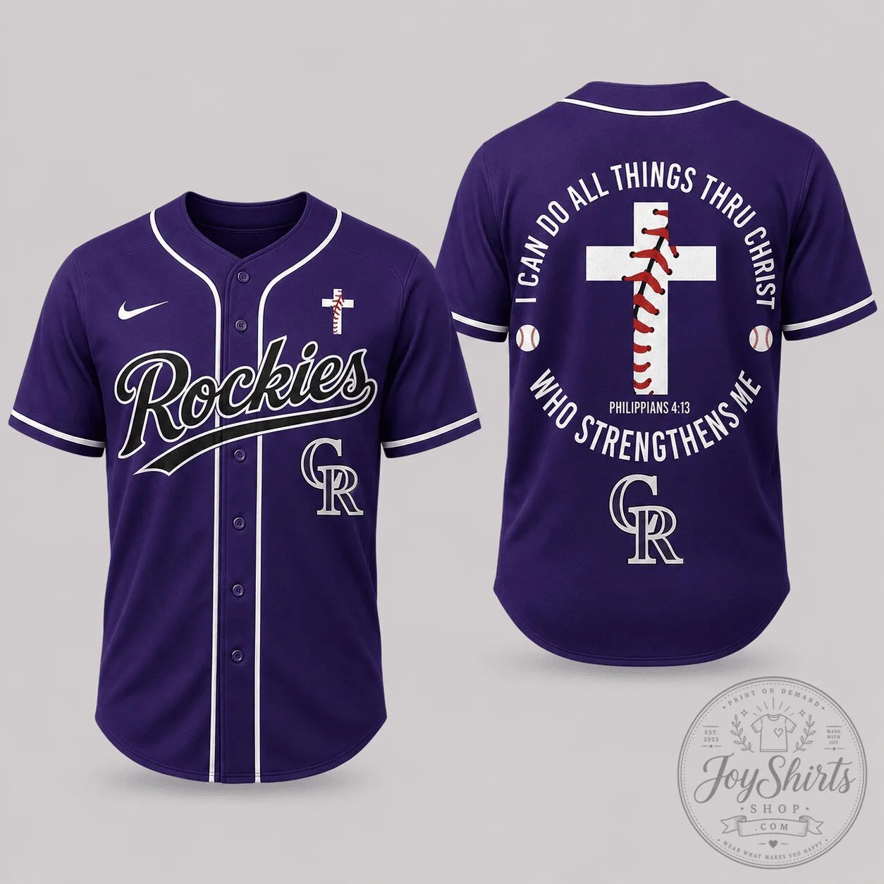 Philippians 4:13 Faith Jersey for Fans of Colorado Rockies Baseball