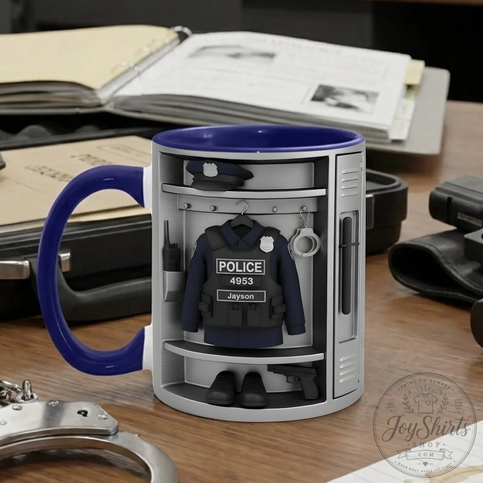Police Officer Uniform Locker Design Coffee Mug