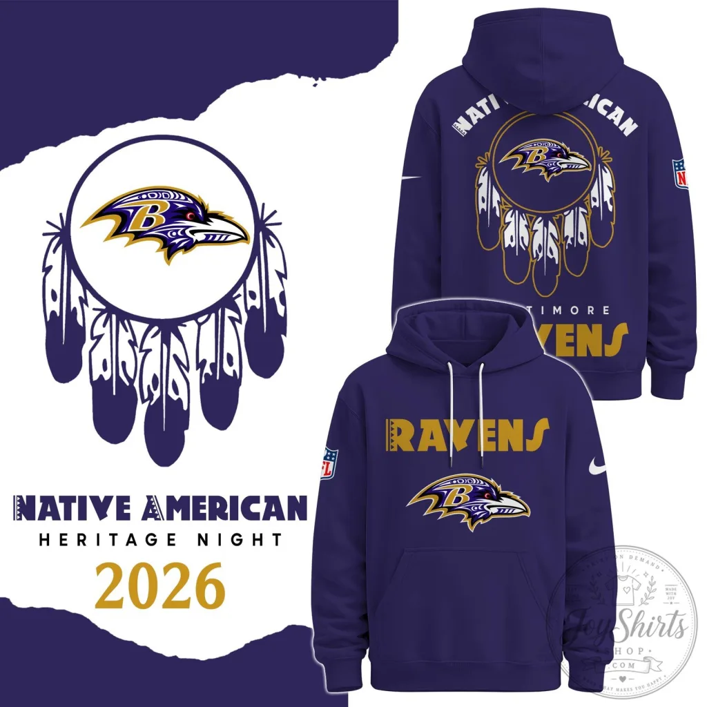 Baltimore Ravens Native American Heritage Night 2026 Purple Hoodie 44 Baltimore Ravens Native American Heritage Night 2026 Purple Hoodie
