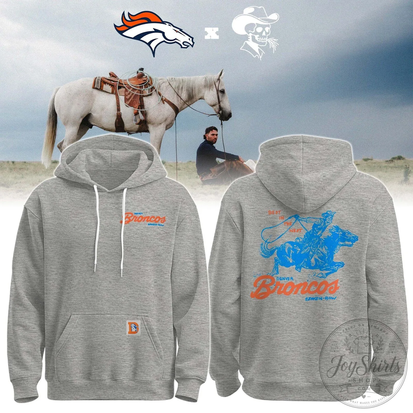 Denver Broncos Broken Bow Rodeo Cowboy Gray Hoodie 1 Denver Broncos Broken Bow Rodeo Cowboy Gray Hoodie