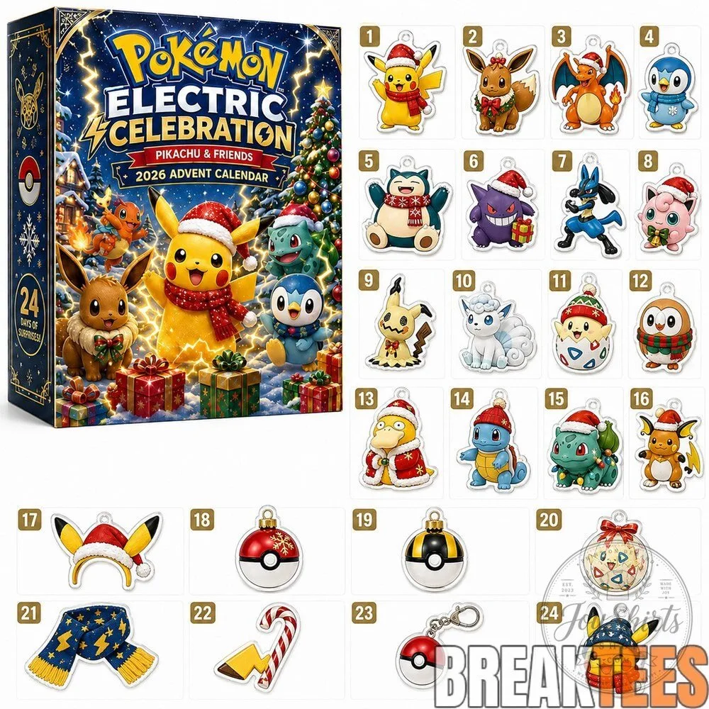 Pokemon Pikachu And Friends Electric Celebration 2026 Advent Calendar With 24 Ornaments