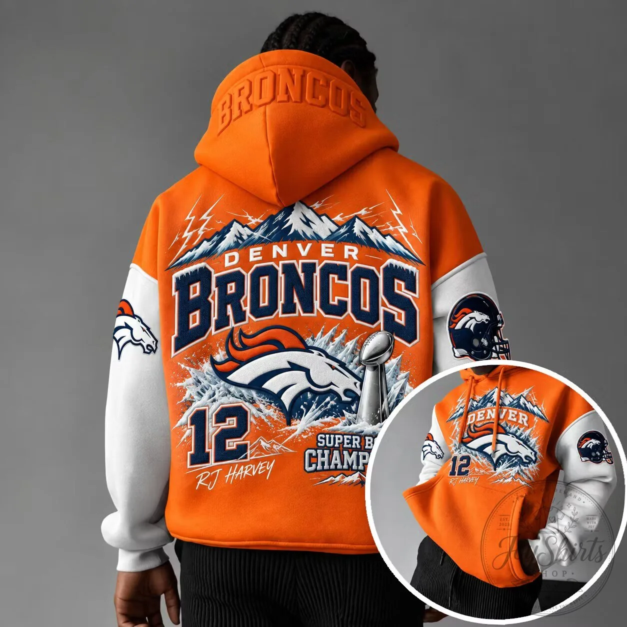 Denver Broncos Super Bowl Champions Mountain Graphic Orange Hoodie
