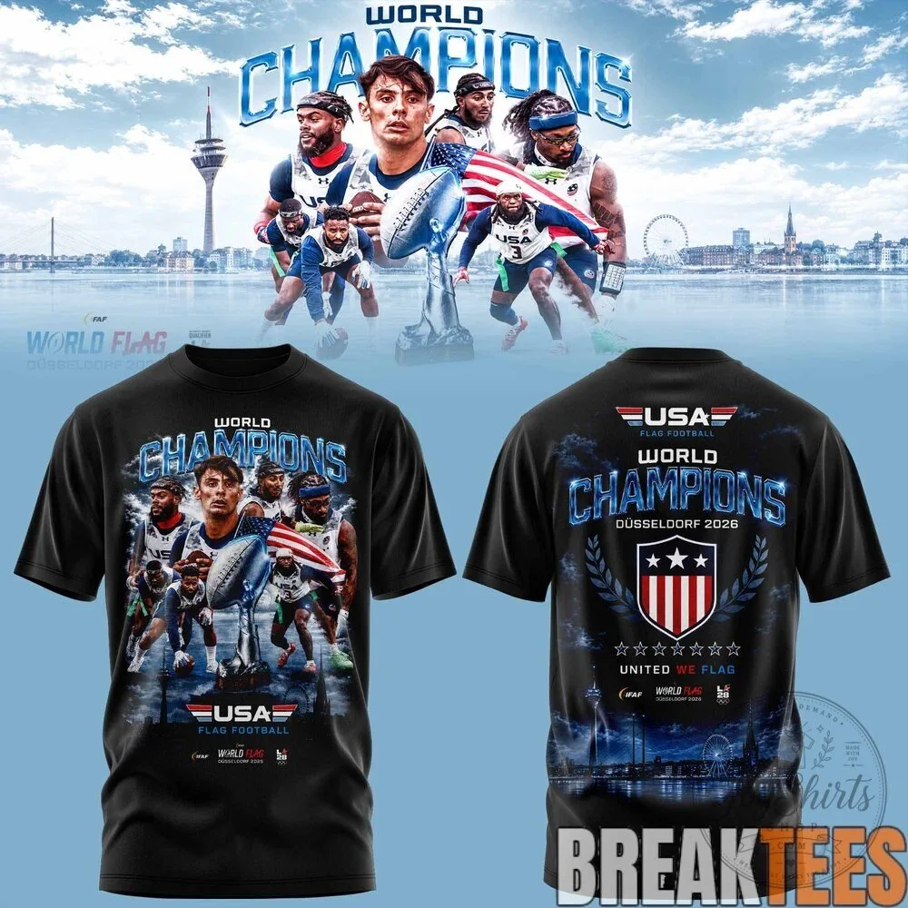 USA Flag Football World Champions Duesseldorf 2026 Commemorative T-Shirt