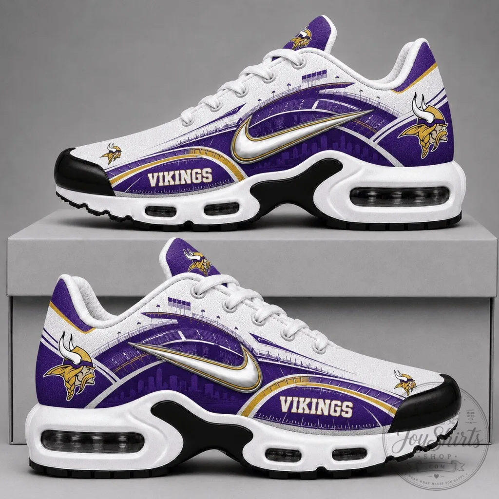 Minnesota Vikings NFL Team Logo Sports Fan Sneakers 1 Minnesota Vikings NFL Team Logo Sports Fan Sneakers