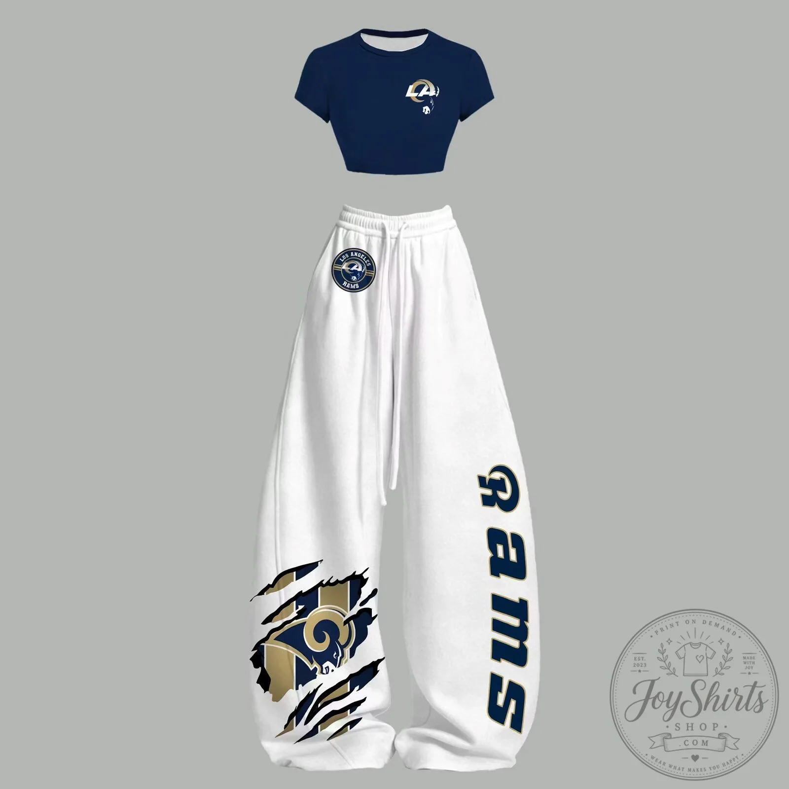 Los Angeles Rams Women's Crop Top and Sweatpants Two-Piece Set