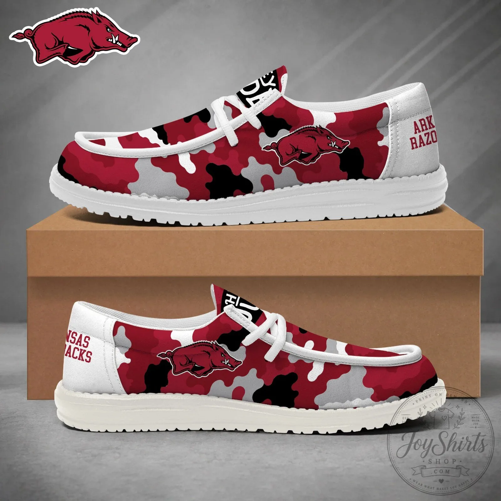 Arkansas Razorbacks NCAA Camouflage Pattern Game Day Loafer Shoes