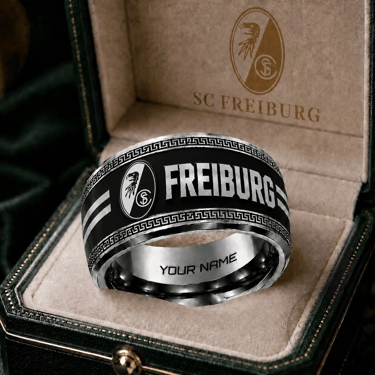 SC Freiburg Bundesliga Football Club Custom Engraved Stainless Steel Ring