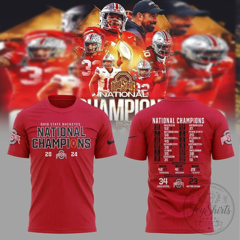 Ohio State Football National Champions 2024 Red Fan T-Shirt