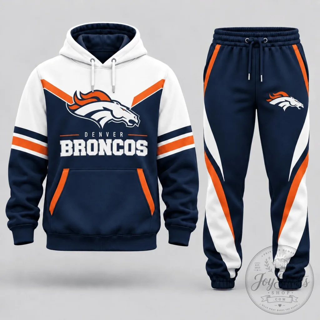 Denver Broncos Football Team Hoodie and Jogger Pants Set for Men