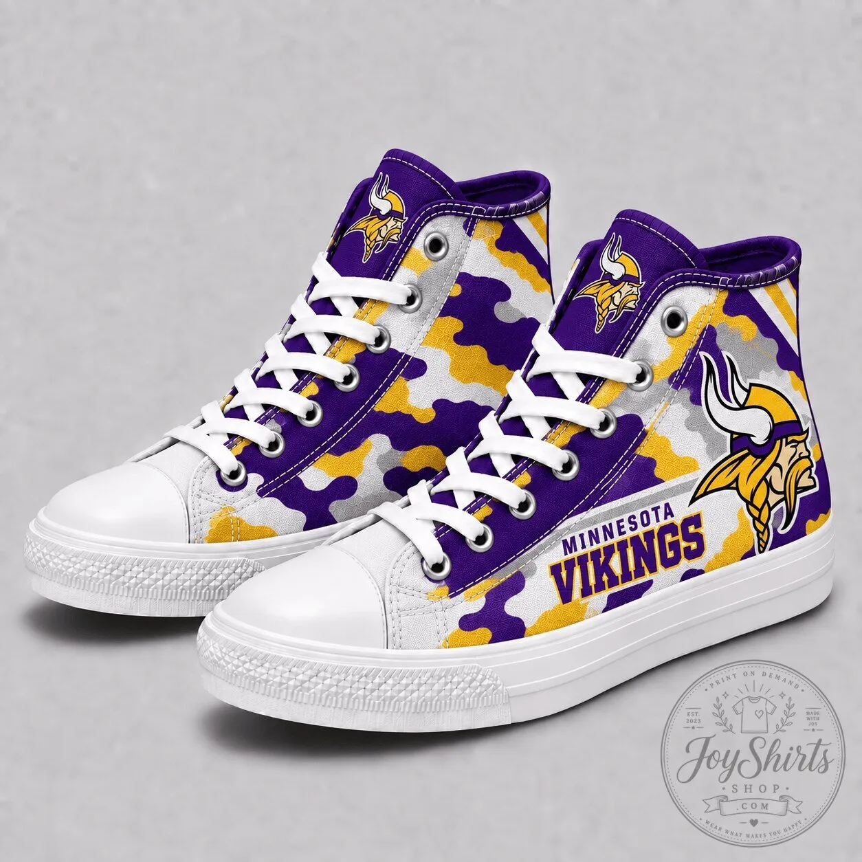 Minnesota Vikings Camouflage High Top Canvas Sneakers
