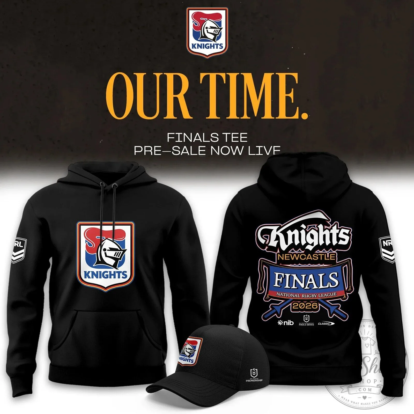 2026 Black Hoodie for Newcastle Knights National Rugby League Finals