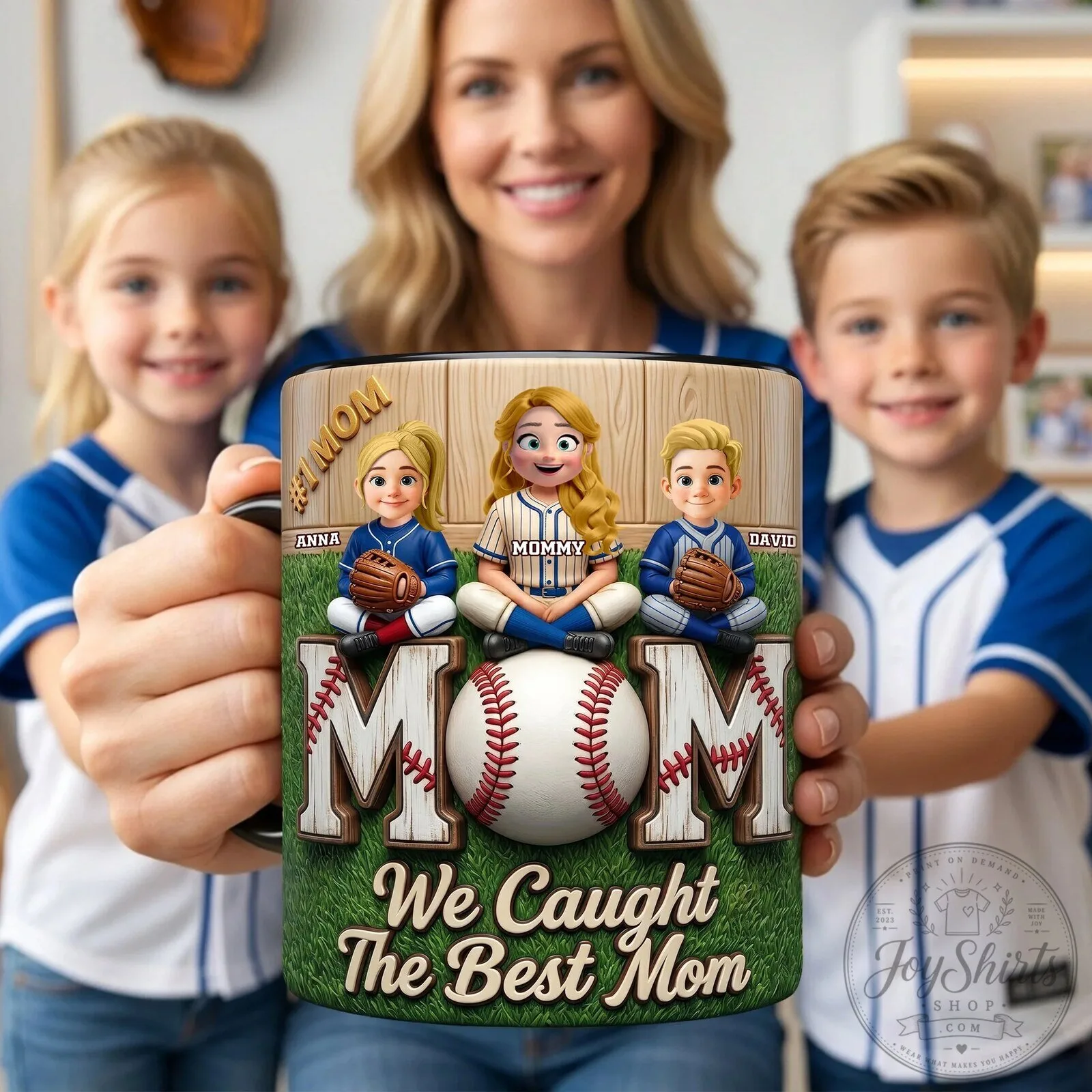 Personalized Baseball Mom Coffee Mug with Kids Names and Custom Message