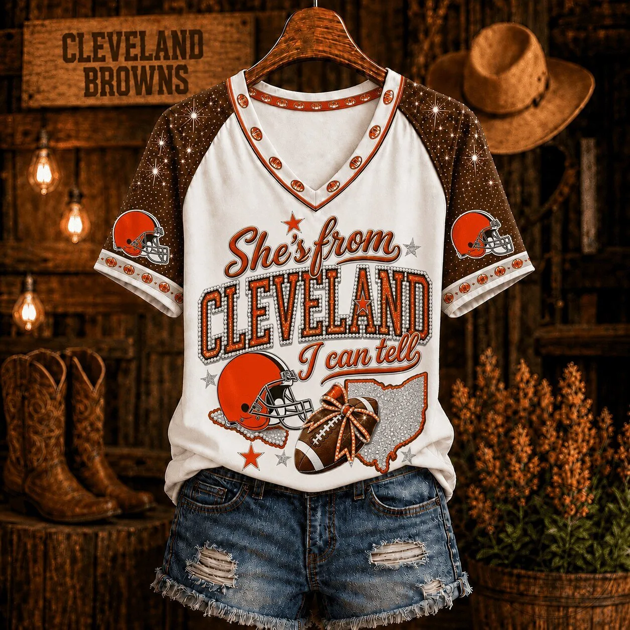 Cleveland Browns Football Team She's From Cleveland I Can Tell Women's T-Shirt