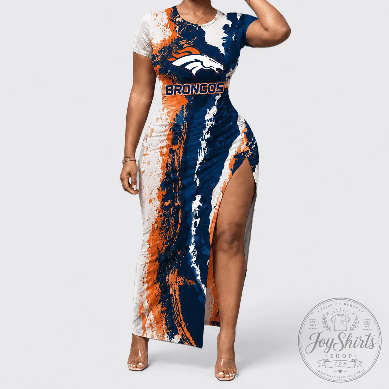 Denver Broncos National Football League Paint Splash Women's Bodycon Dress