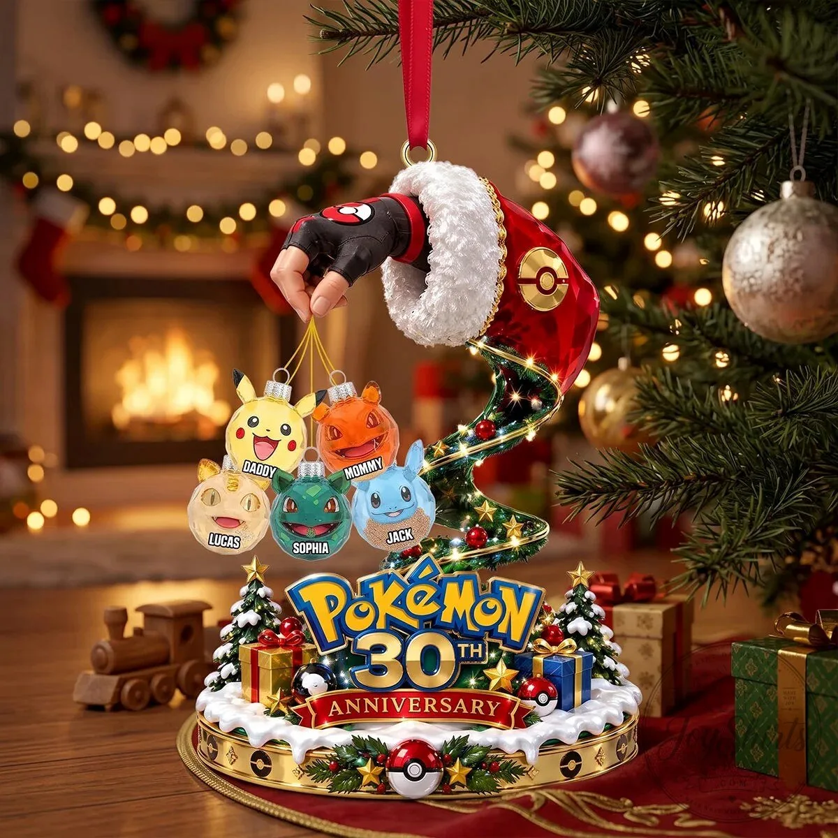 Personalized Pokemon 30th Anniversary Christmas Tree Ornament
