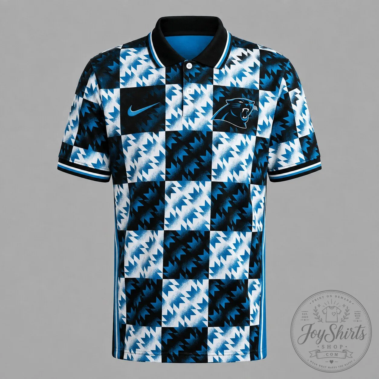 Carolina Panthers NFL Retro Geometric Pattern Polo Shirt for Men