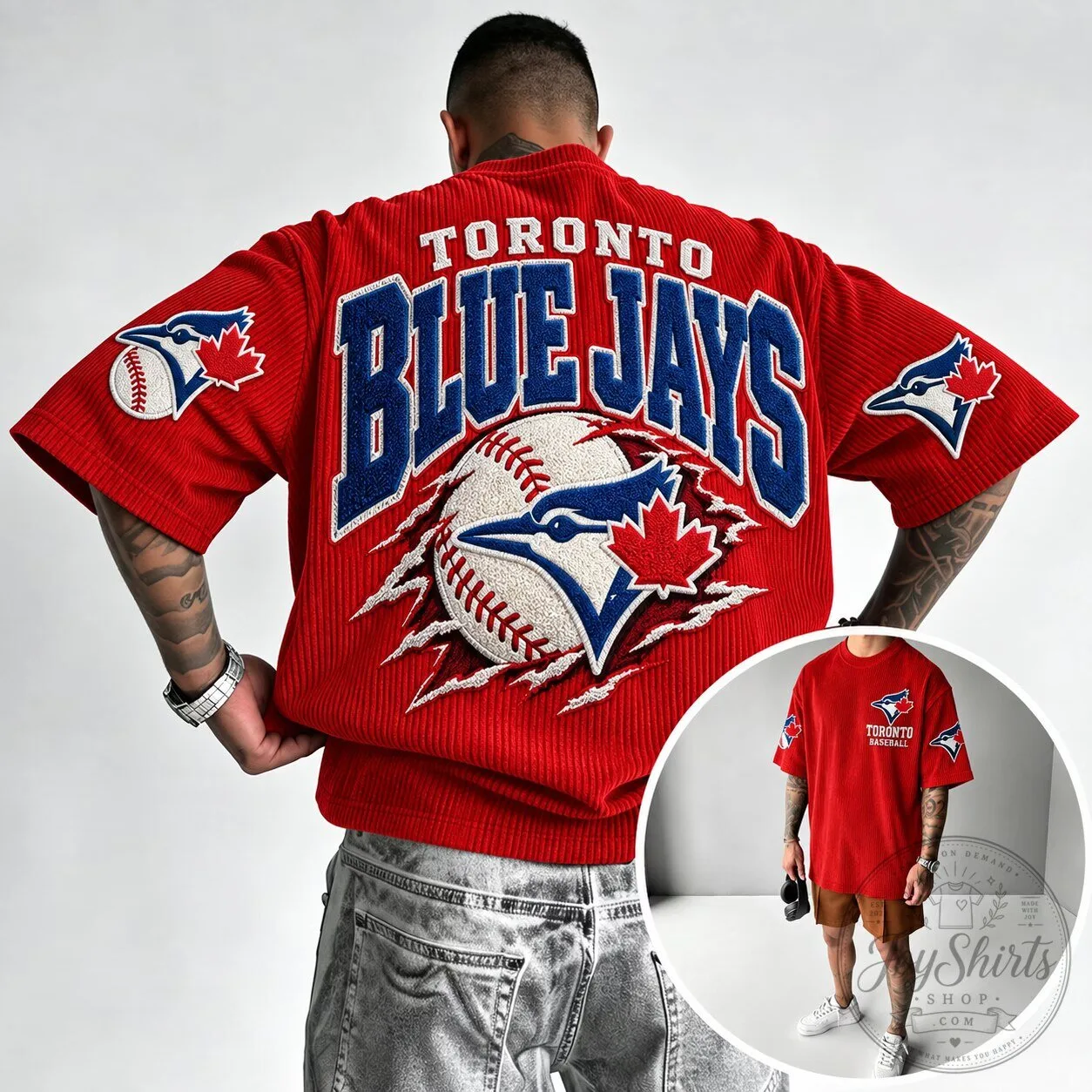 Toronto Blue Jays Embroidered Baseball Corduroy Shirt