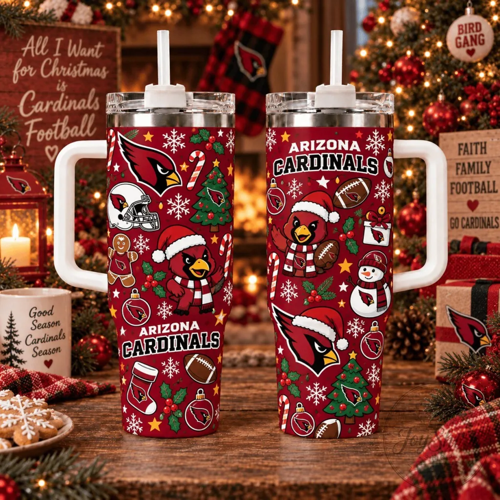 Arizona Cardinals Christmas Football Team Stainless Steel Tumbler with Handle Arizona Cardinals Christmas Football Team Stainless Steel Tumbler with Handle