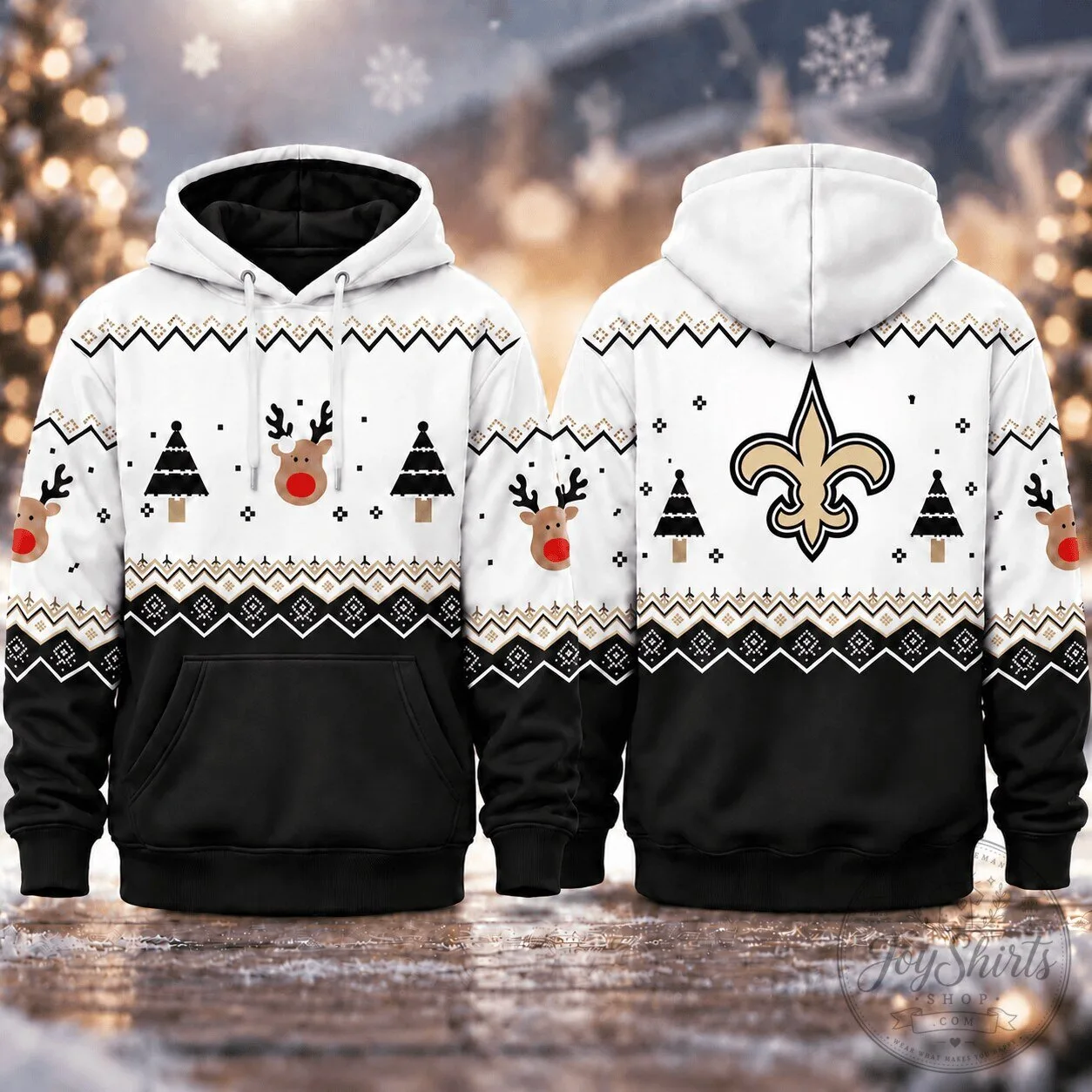 New Orleans Saints Christmas Game Day Ugly Sweater Style Pullover Hoodie