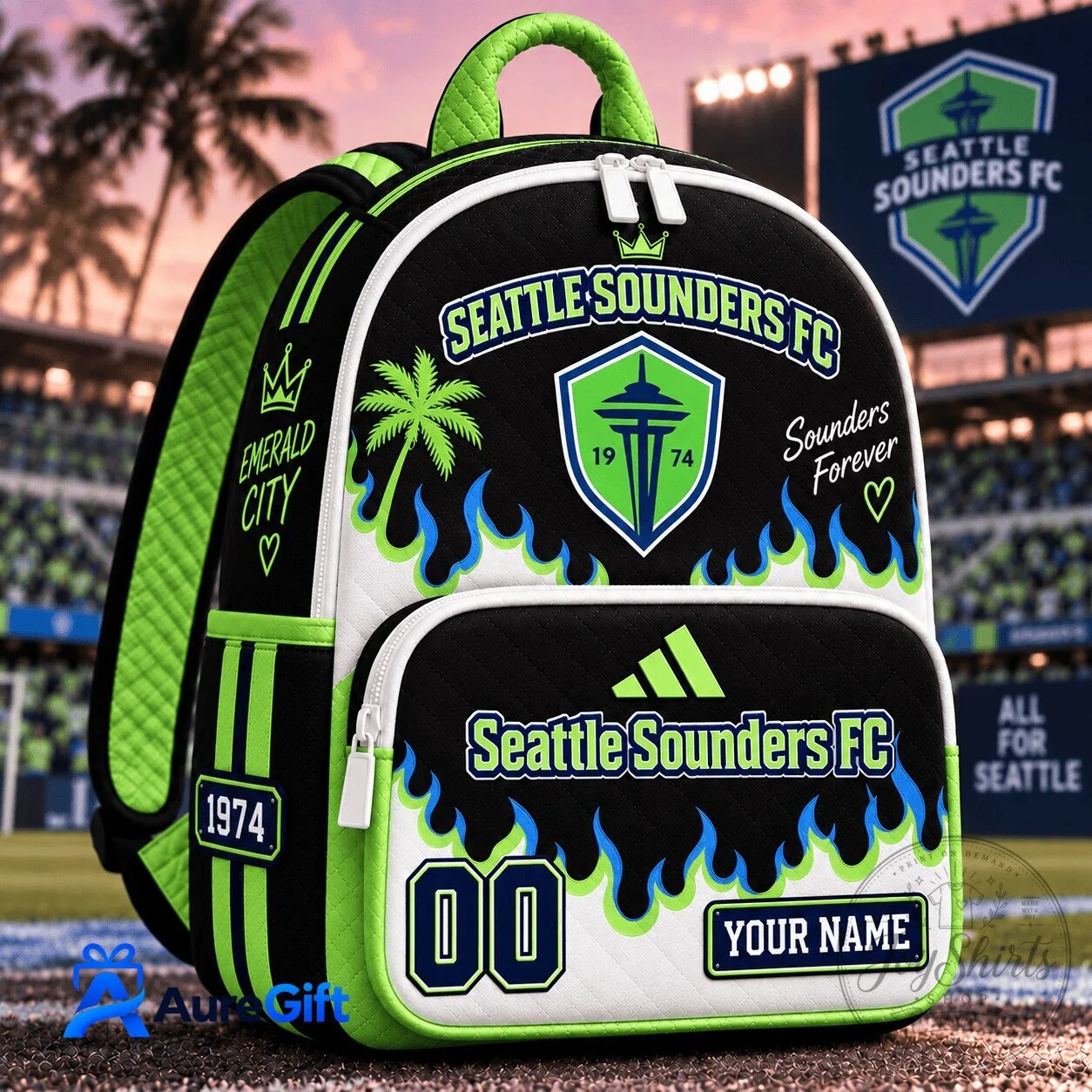 Seattle Sounders FC Personalized Soccer Team Quilted Backpack