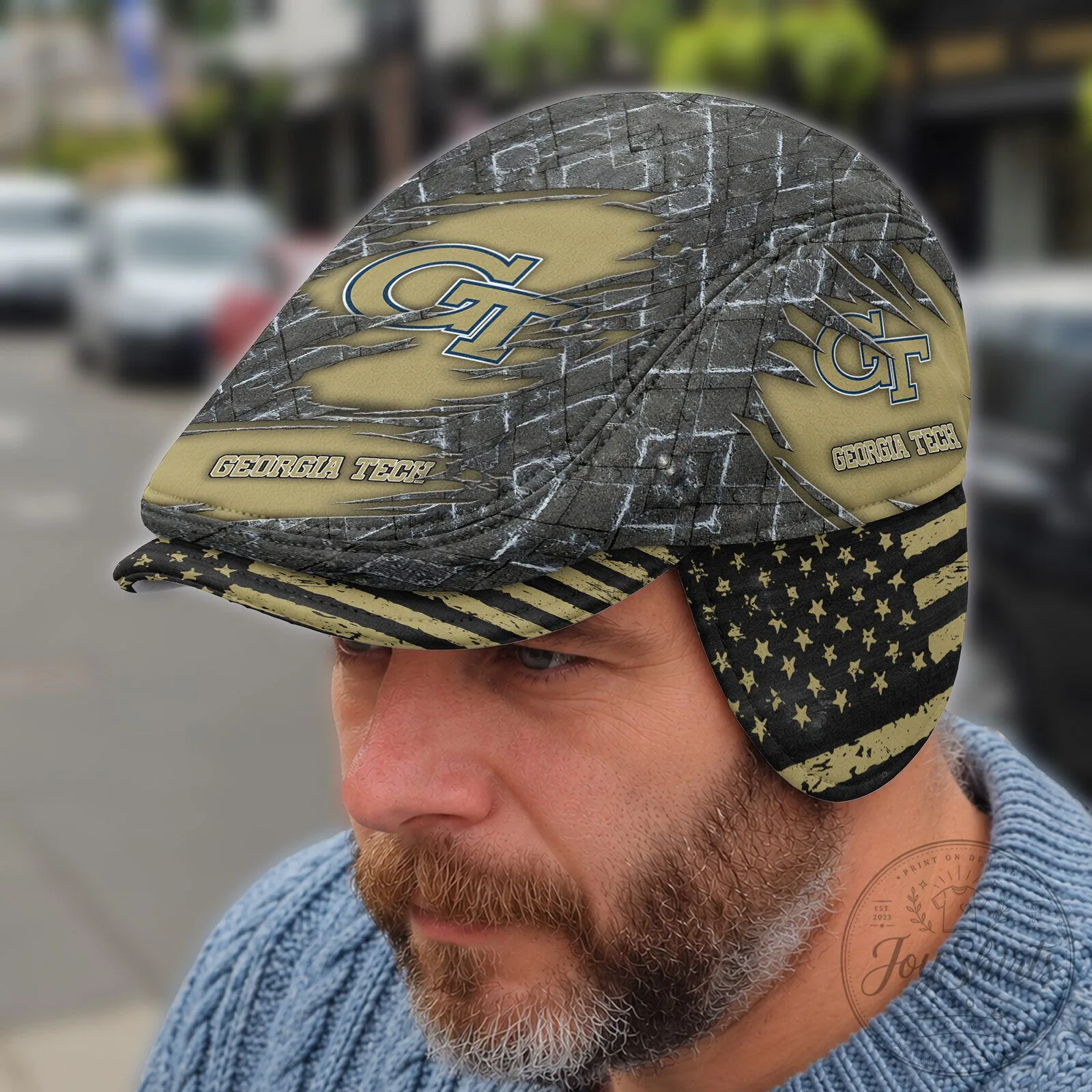 Georgia Tech Yellow Jackets NCAA Flat Cap with Foldable Ear Flaps