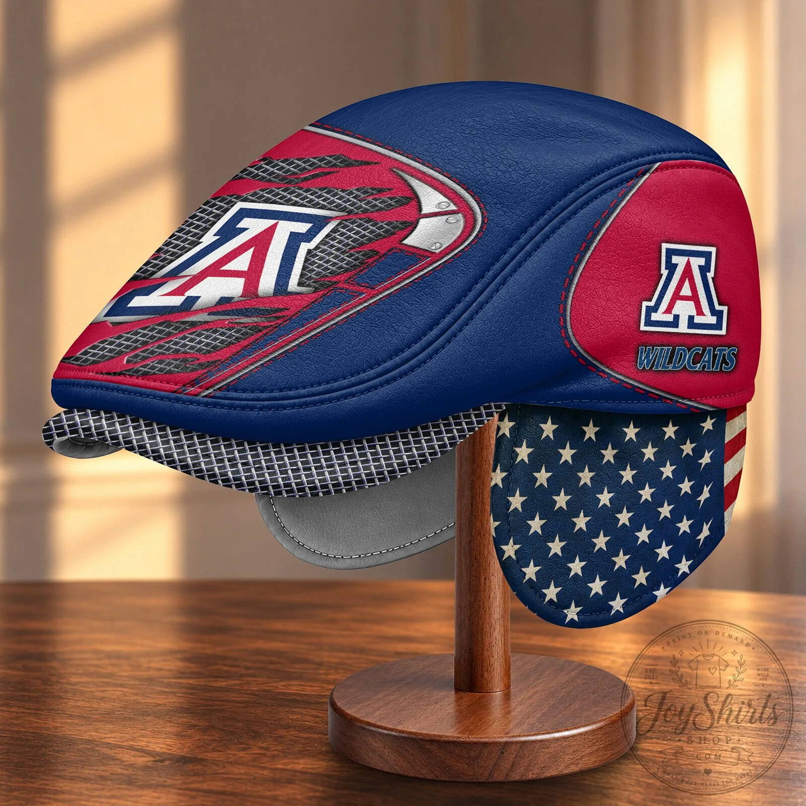 Arizona Wildcats NCAA Flat Cap with Foldable Ear Flaps