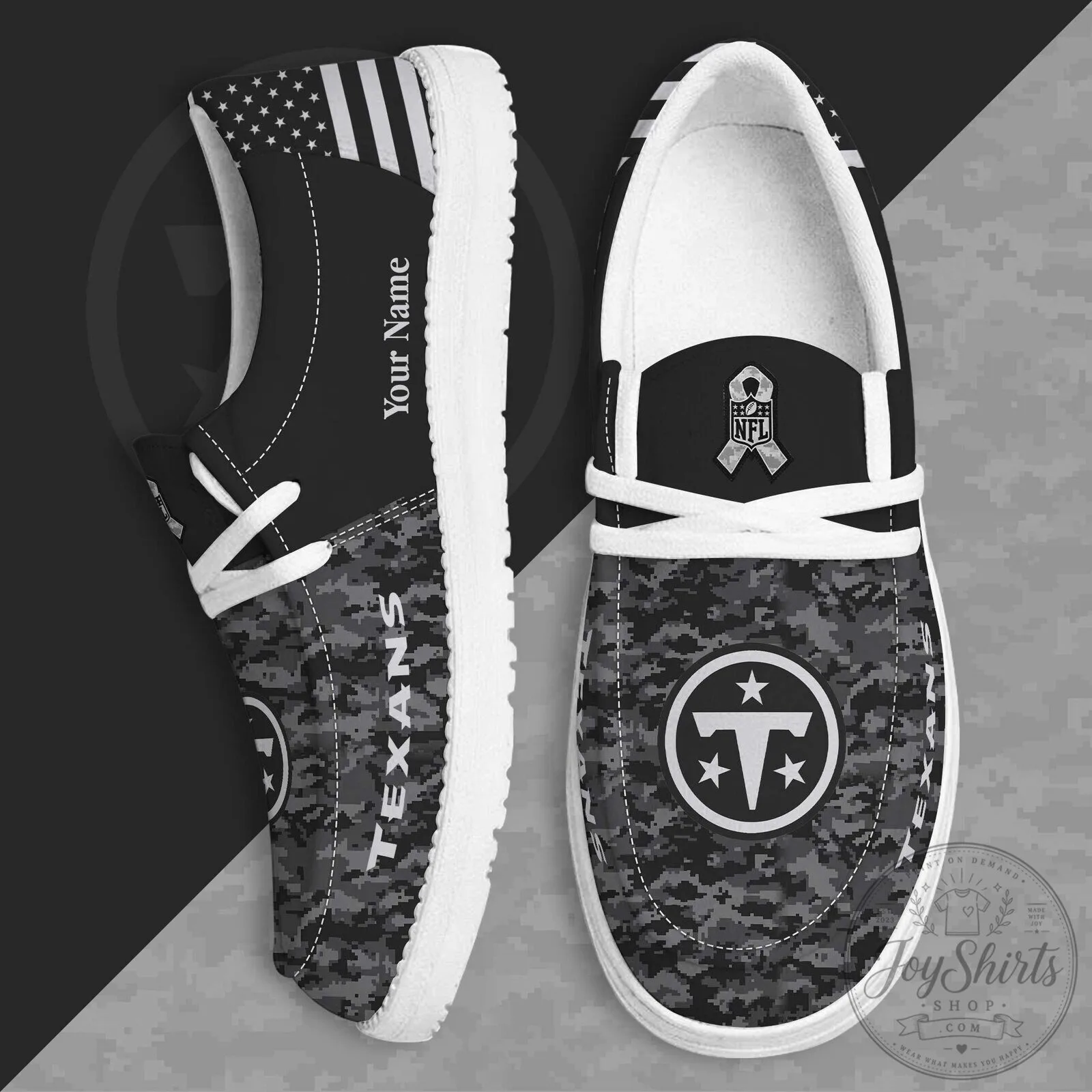 Houston Texans Salute To Service Custom Name Digital Camouflage Shoes
