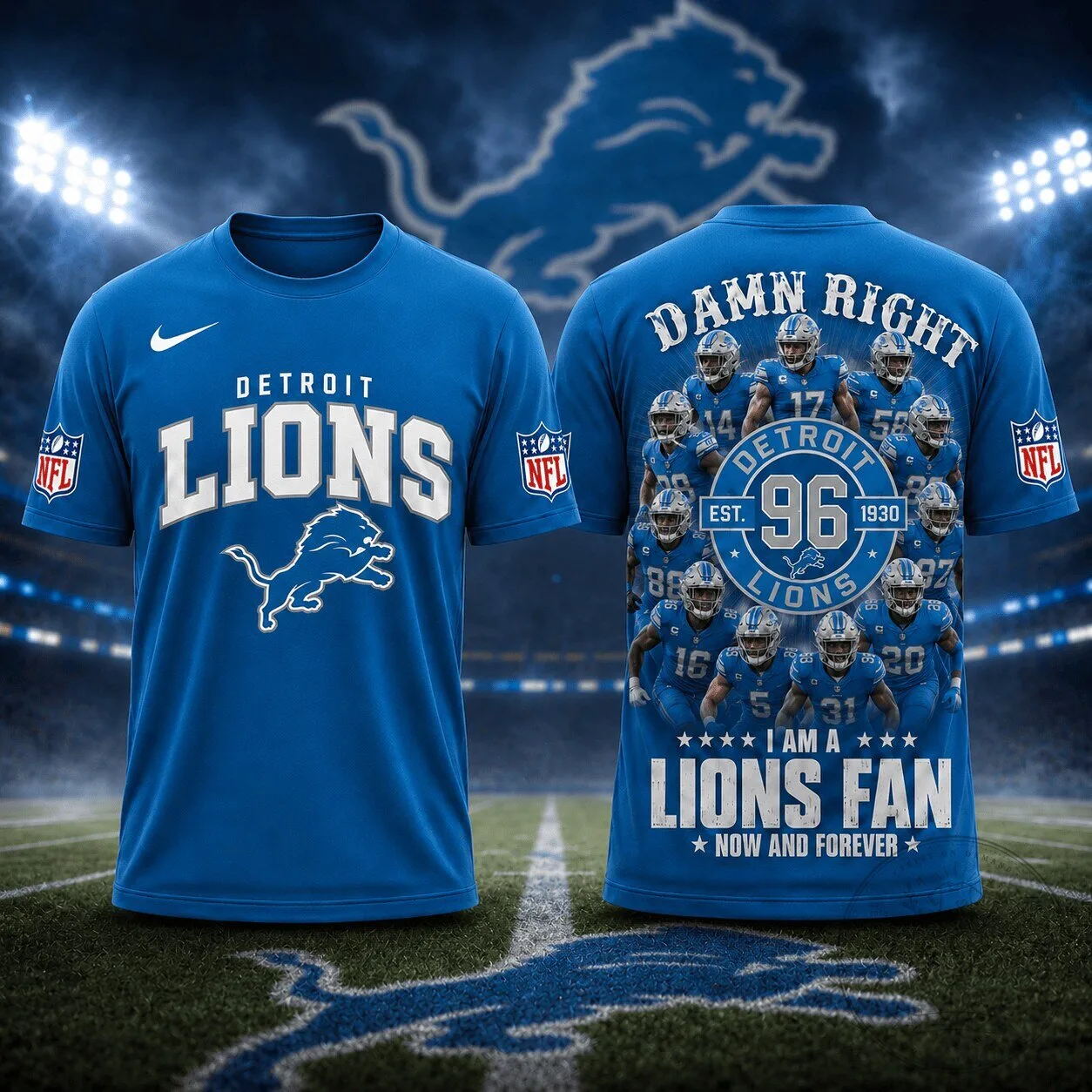 Detroit Lions Fan NFL Football Team Graphic T-Shirt