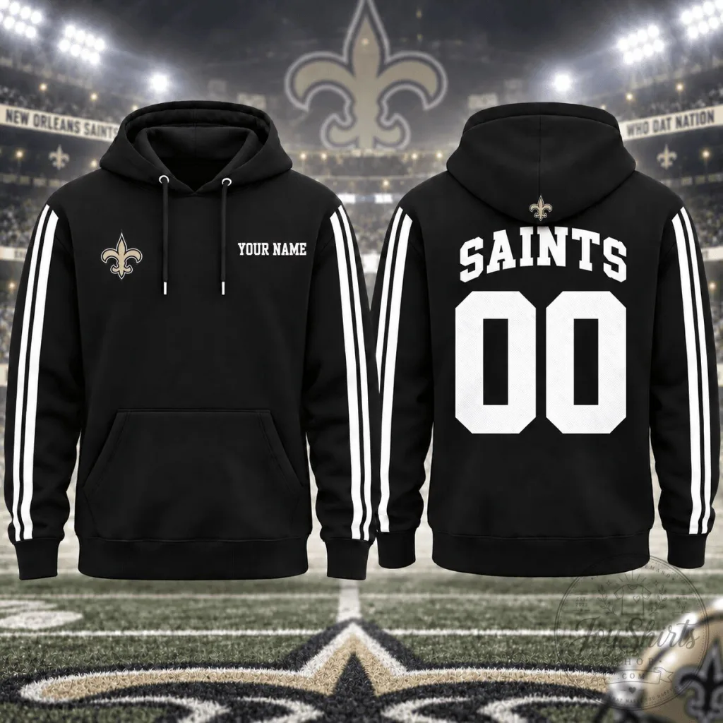 New Orleans Saints Personalized Name and Number Black Hoodie New Orleans Saints Personalized Name and Number Black Hoodie