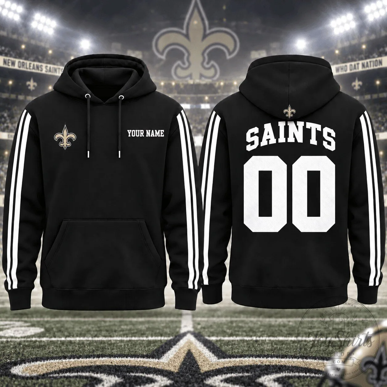 New Orleans Saints Personalized Name and Number Black Hoodie