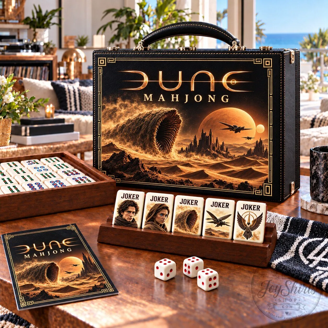 Dune Mahjong Game Set with Premium Tiles and Case