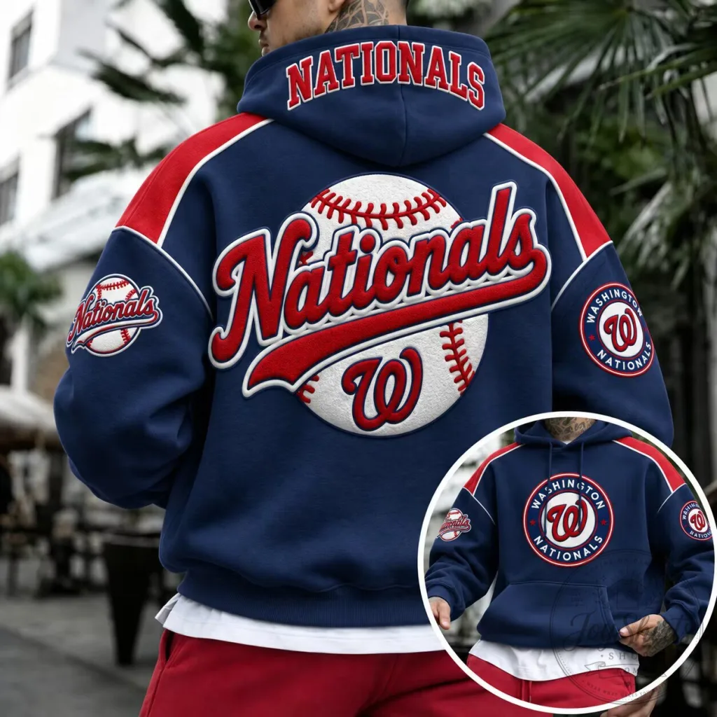 Navy Blue Hoodie featuring the Washington Nationals Baseball Team Logo