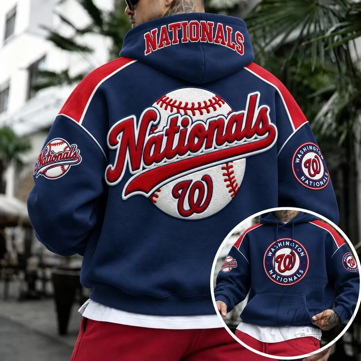 Navy Blue Hoodie featuring the Washington Nationals Baseball Team Logo