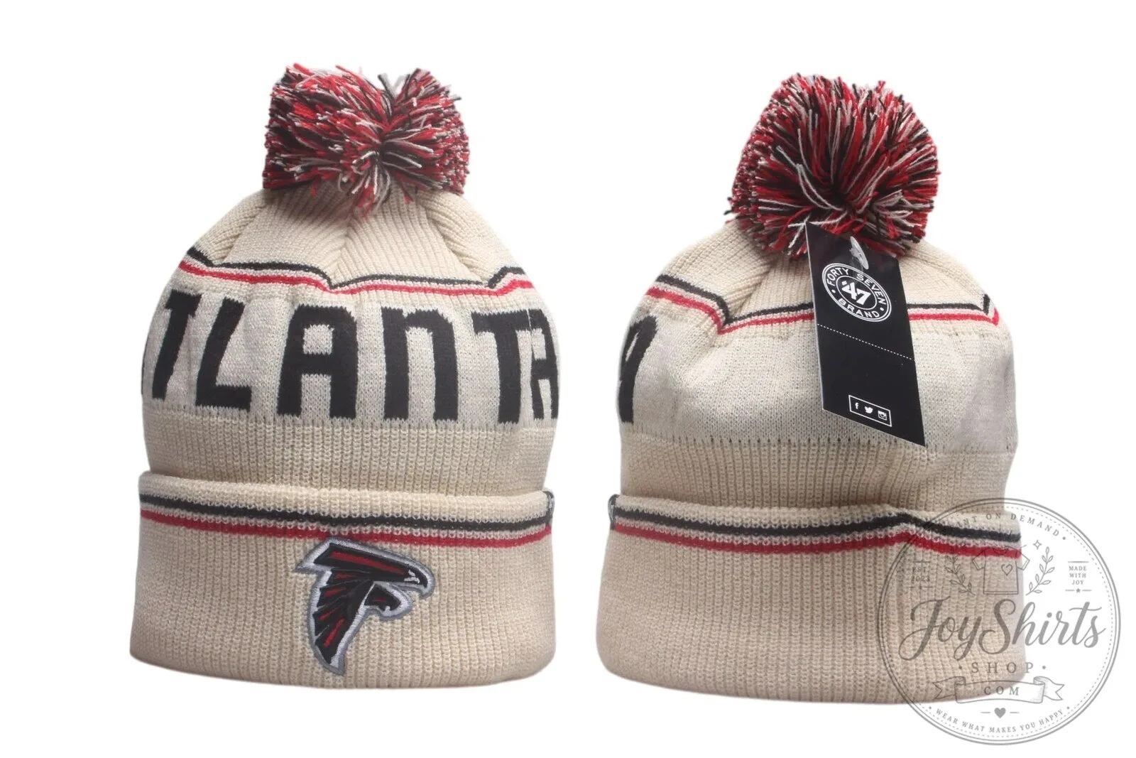 Atlanta Falcons Embroidered Patch Cuffed Knit Pom-Pom Beanie