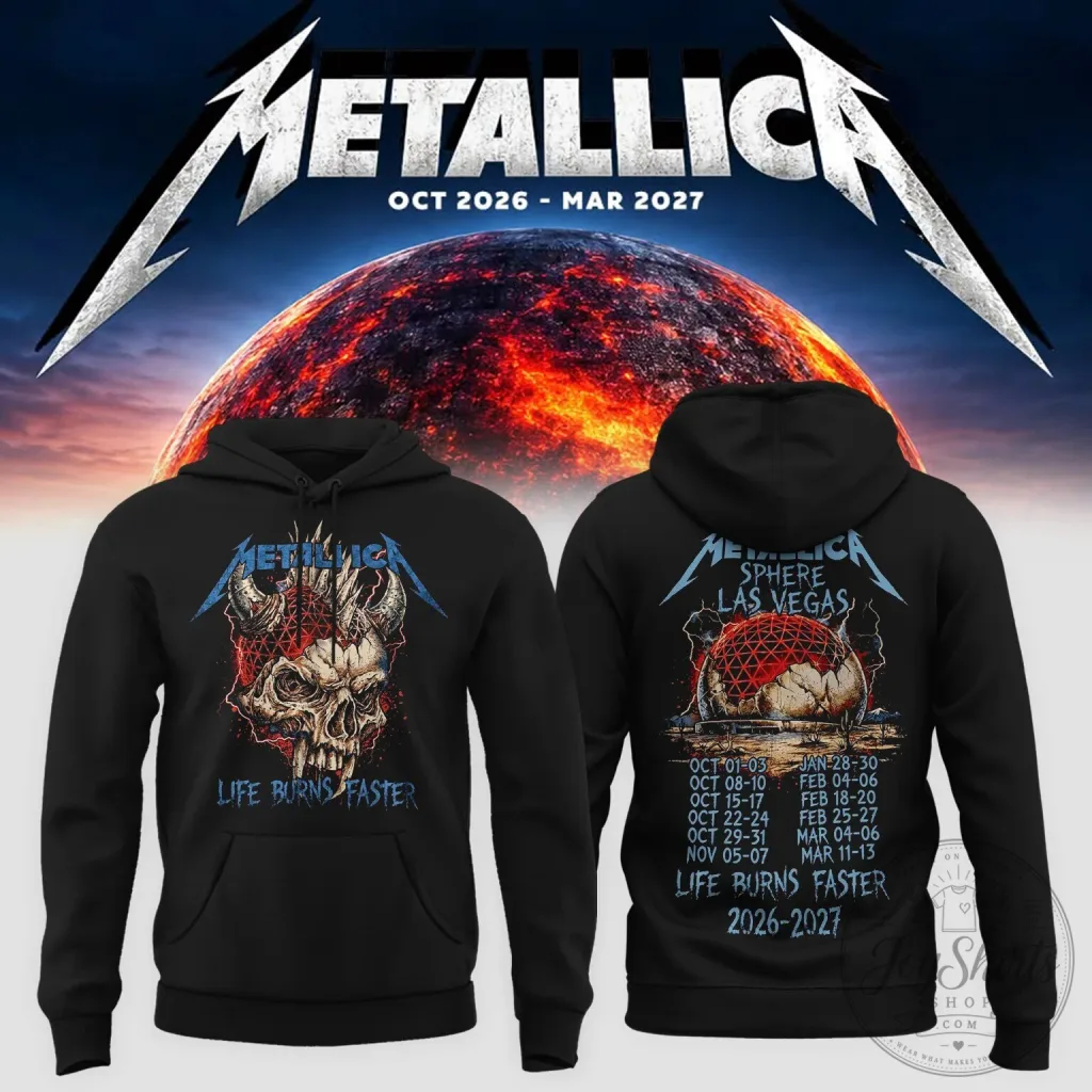 Metallica Life Burns Faster Sphere Las Vegas Tour Dates Demon Skull Hoodie