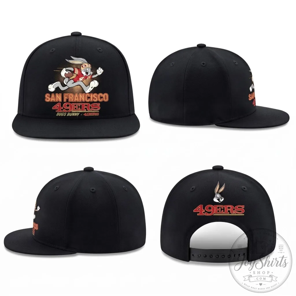 San Francisco 49ers Bugs Bunny Football Flat Bill Cap Hat San Francisco 49ers Bugs Bunny Football Flat Bill Cap Hat