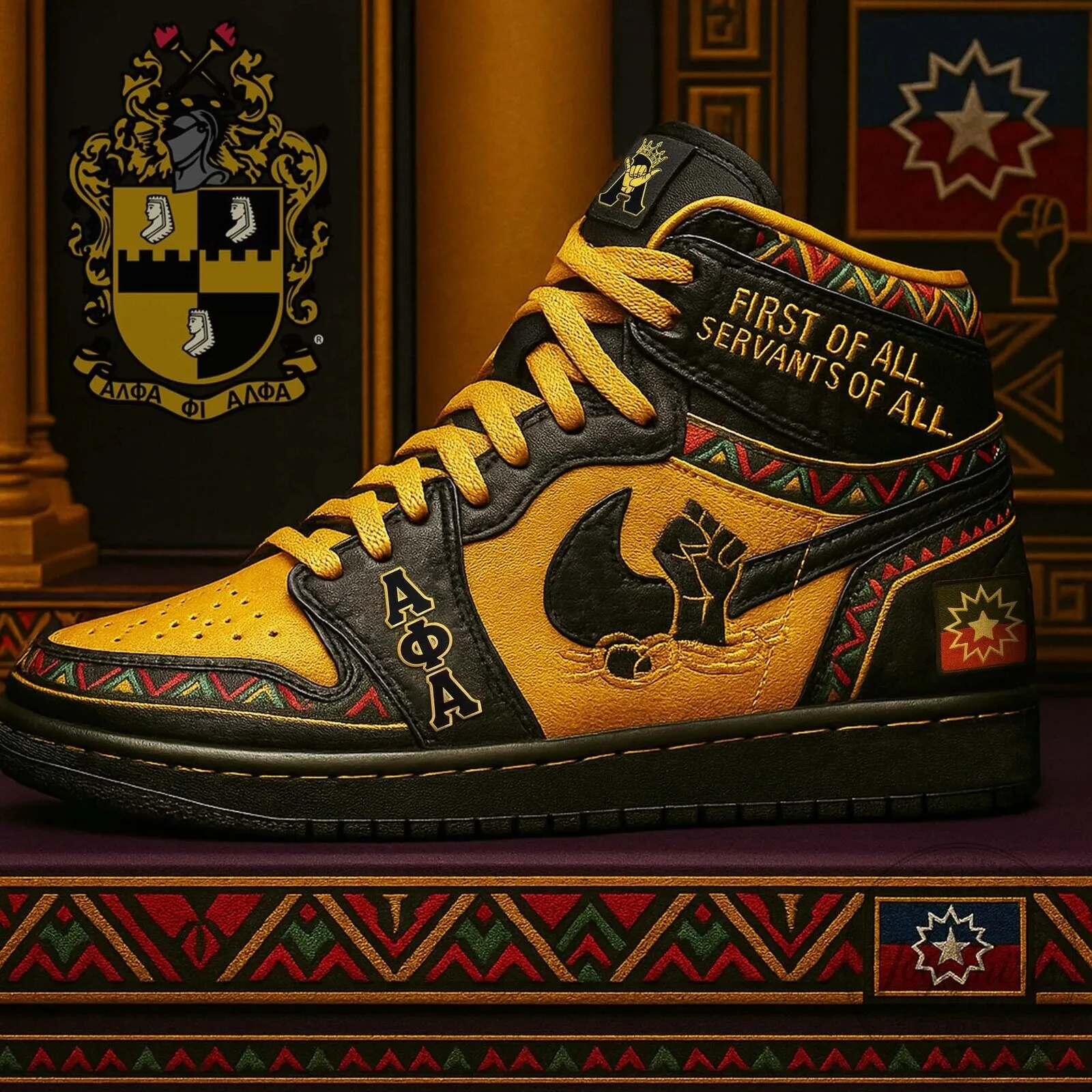 High Top Sneakers in Black and Gold for Alpha Phi Alpha Fraternity Incorporated