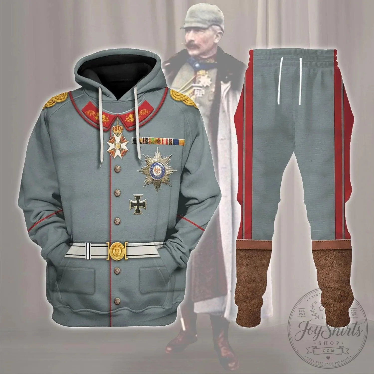 Hoodie Featuring Military Uniform Costume of German Emperor Wilhelm II