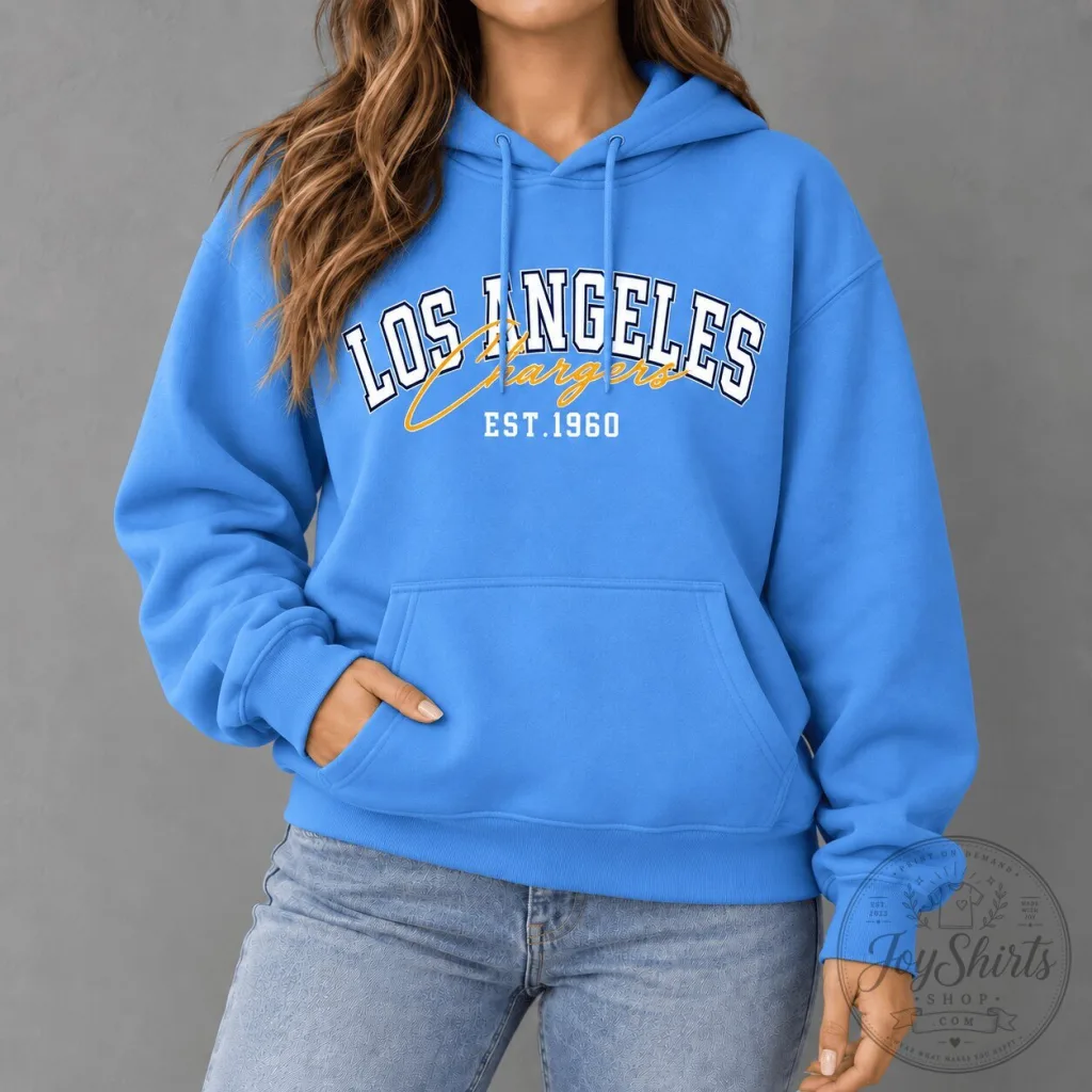 Los Angeles Chargers Established 1960 Football Team Blue Hoodie