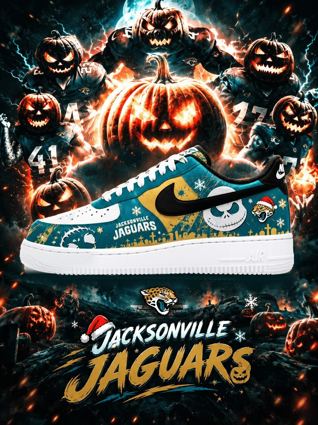 Jacksonville Jaguars Halloween Nightmare Before Christmas Custom Shoes