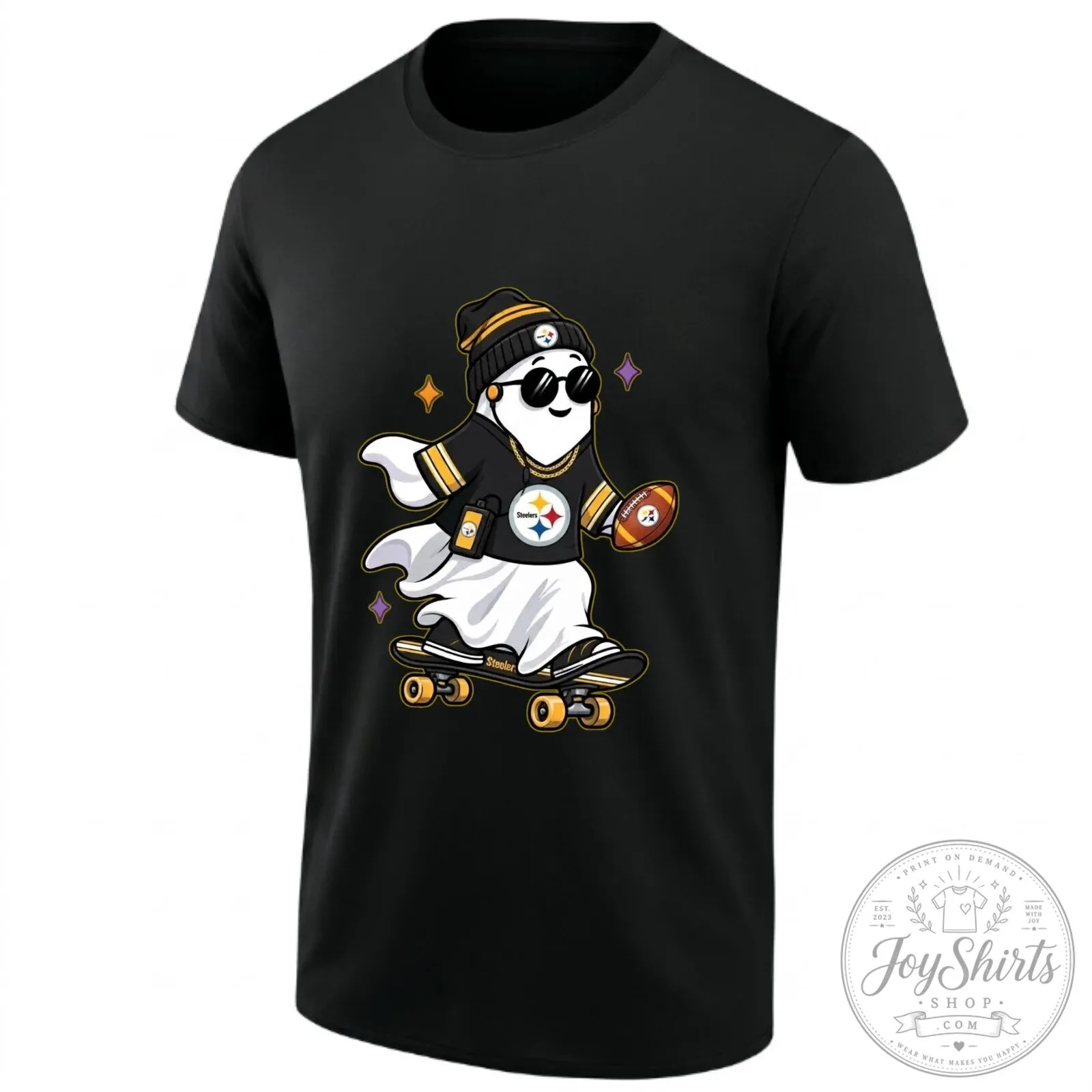 Pittsburgh Steelers Skater Ghost Football T-Shirt