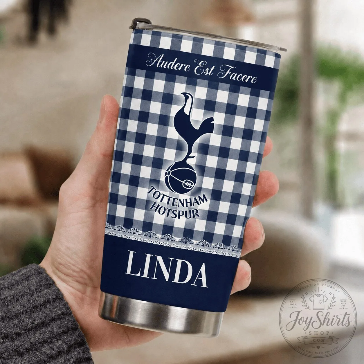 Tottenham Hotspur Football Club Personalized Gingham Tumbler