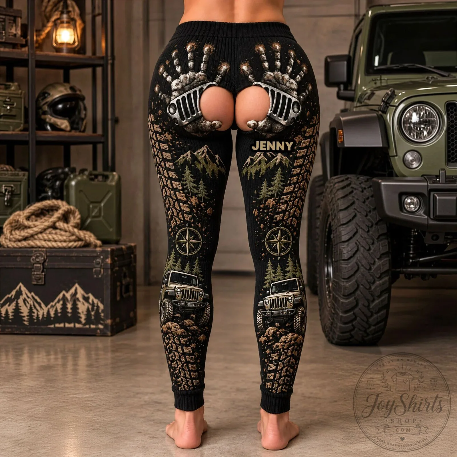 Personalized Jeep Off-Road Girls Custom Name Gift For Her Leggings